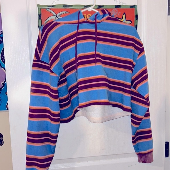 URBAN OUTFITTERS VINTAGE STYLE CROPPED HOODED SWEATER - Picture 3 of 11